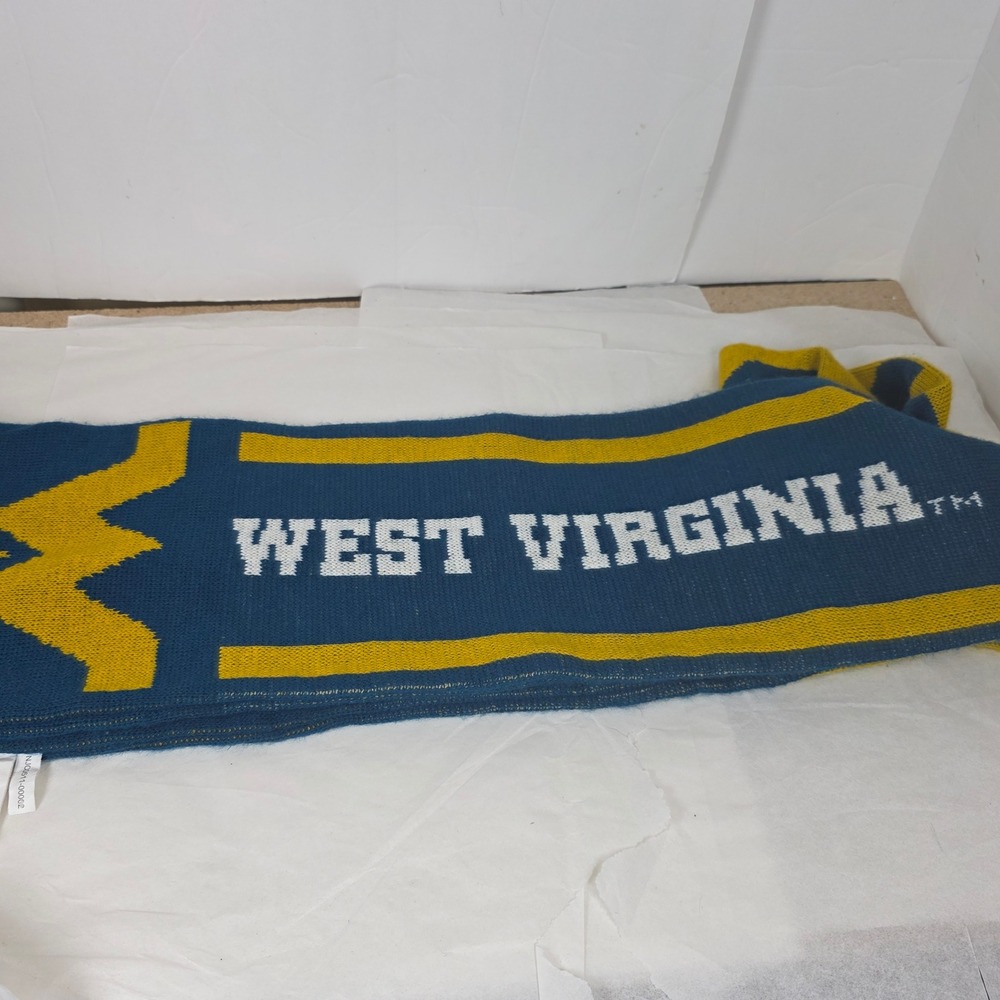 West Virginia Mountaineers WVU collegiate apparel Gold Knit Scarf 62in